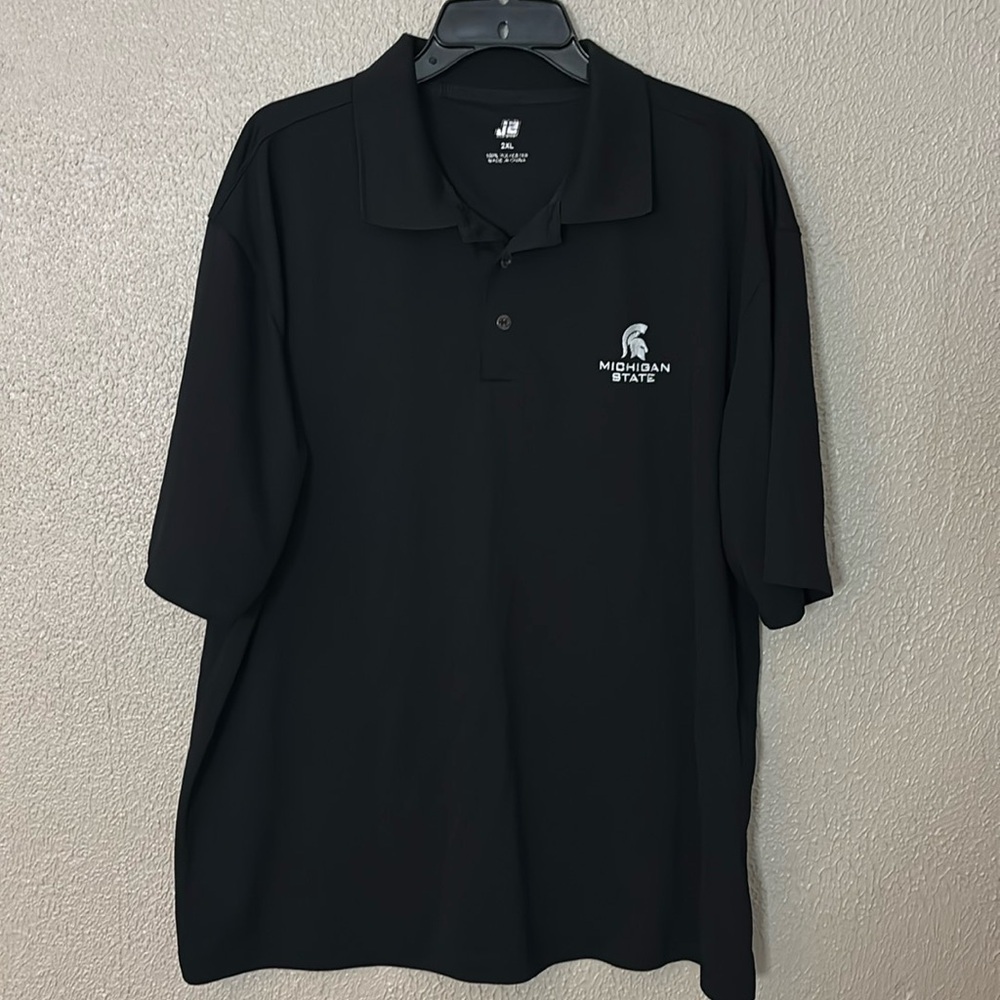 Mens MSU Spartans Michigan State University Polo Shirt, Black, 2XL